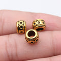 Embossed Circle Large Hole Barrel Bead in 3 Metal Finishes for Jewelry Making view 5
