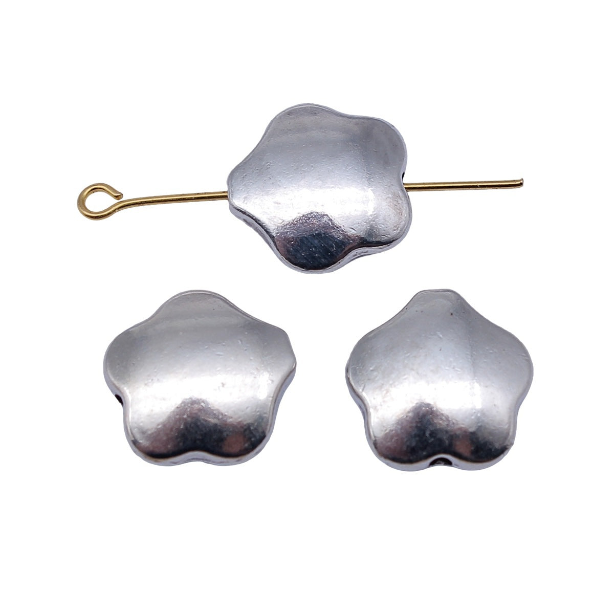 15x15x5mm 3.3g Antique Silver Zinc Alloy Flower Loose Metal Beads for DIY Bracelet Jewelry Making