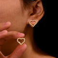 Double Sided Heart Zircon Stud Earrings Gold Steel view 3