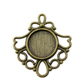 Looped Fan Border Round Pendant Settings for Jewelry Making view 3