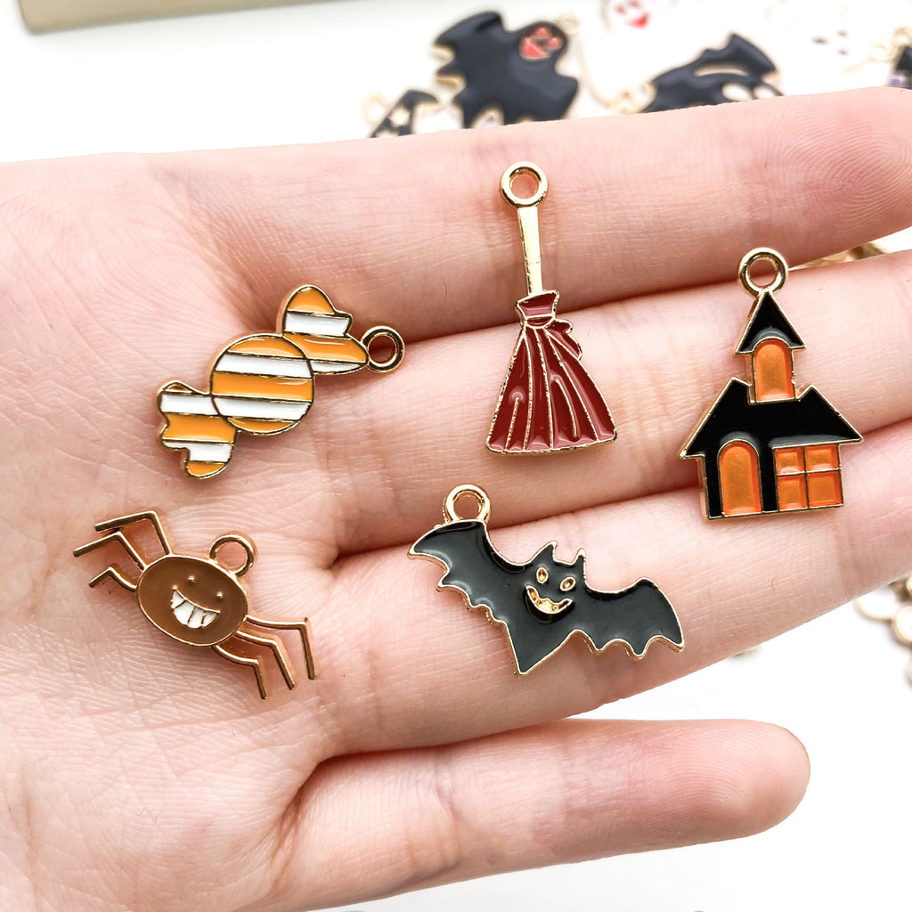 Zinc Alloy Halloween Pumpkin Bat Magic Hat Charm Pendant for DIY Bracelet Necklace Making