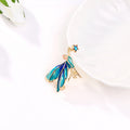Aqua Gold Tone Cicada Enamel Metal Brooch Pin for Jackets and Lapels view 5
