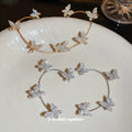 Butterfly Ear Cuff With Crystal Hoop and Vine Detail view 2