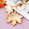 Jeweled Red Maple Leaf Keychain with Fortune and Loose Loop Options view 4