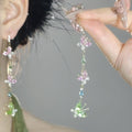 Long Pastel Crystal Butterfly Chain Drop Hook Earrings view 6