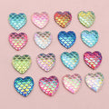 Iridescent Mermaid Scale Heart Resin Cabochons in Nine Colors view 2