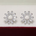 Silver Tone Snowflake Stud Earrings With Clear Stones view 4