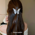 Silver Tone Butterfly Hair Claw With Clear Baguette Crystal Wings view 3