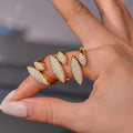 Dual Marquise Pave Zircon Open Rings Gold Steel Tone view 4
