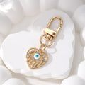 Gold Tone Rhinestone Open Heart Evil Eye Clip Keychains view 6