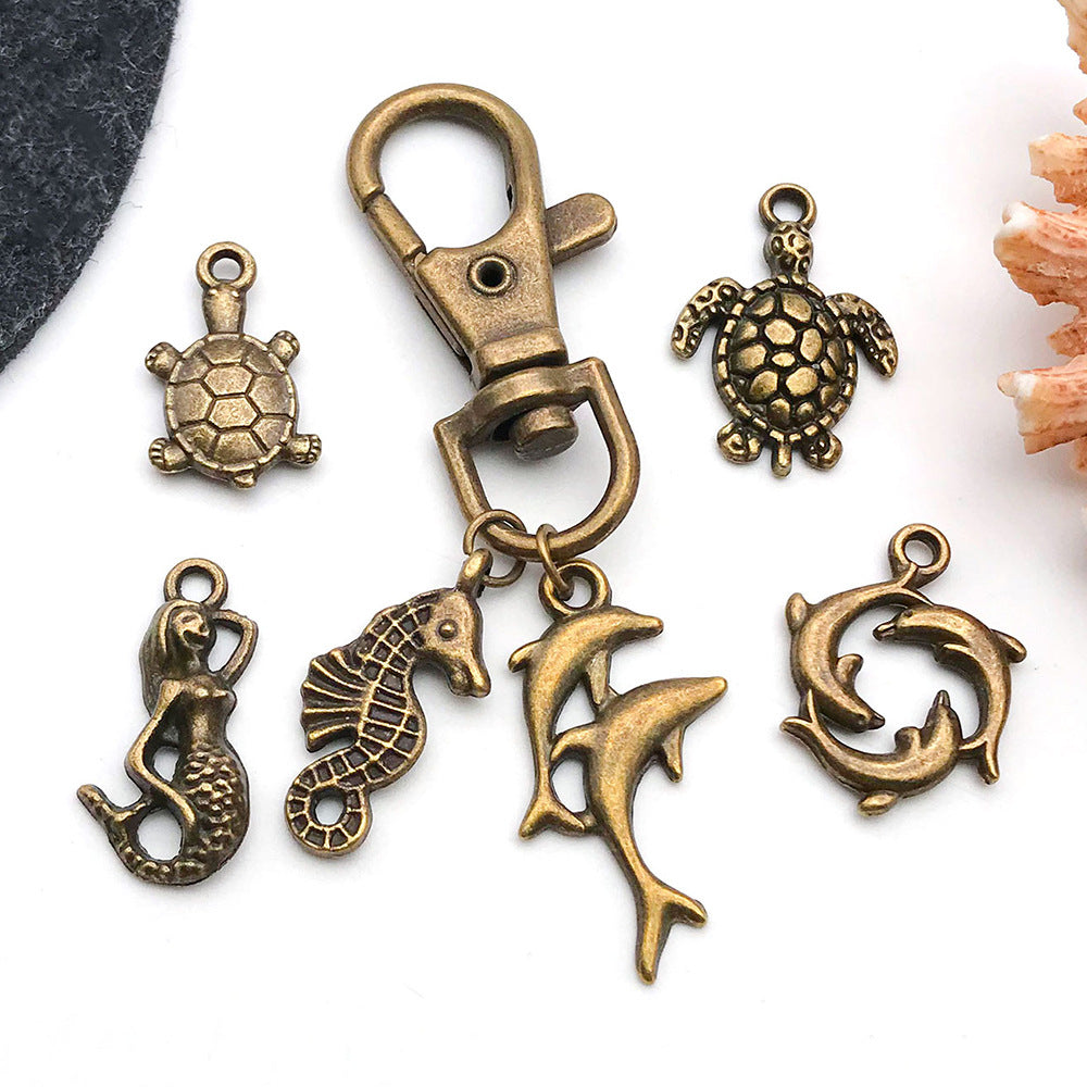 Antique Bronze Zinc Alloy Starfish Shell charm pendant for DIY bracelet necklace