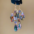 Colorful Crystal Floral Teardrop Statement Earrings in Three Styles view 7