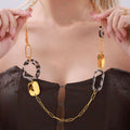 Leopard Geometric Long Sweater Necklace Gold Acrylic view 4
