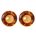 Round Resin Stud Earrings Gold Dome Center Smoke and Amber view 5