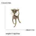 Long Leg Cat Brooch with Crystal Bow Decorative Clothing Pin view 5