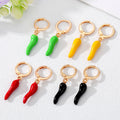 Gold Tone Colorful Enamel Chili Pepper Huggie Earrings view 1