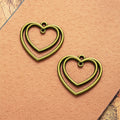26x25mm Hollow Double Heart Charm Pendant for DIY Jewelry
