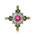 Gold Tone Silver Tone Cross Crystal Metal Brooch Pin view 1