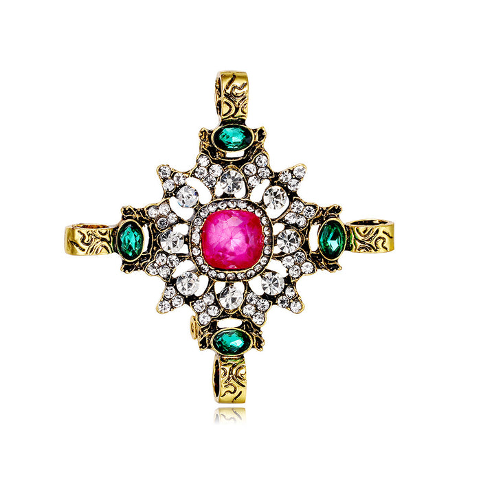 Gold Tone Silver Tone Cross Crystal Metal Brooch Pin