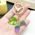 Purple Grape Cluster Keychain with Leaf and Mini Grape Charm view 3