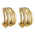 Silver And Gold Tone Layered Ripple Half Hoop Stud Earrings view 5