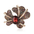 Iris Flower Brooch in Metal with Crystal Petals and a Faceted Center view 5
