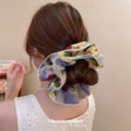 Floral Fabric Dual Layer Hair Claw and Ruffle Scrunchie view 4