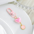 Pink Pearlescent Heart And Round Initial Letter Keychain view 9