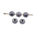Ribbed Round Spacer Bead in Antique Silver Metal Finish view 4