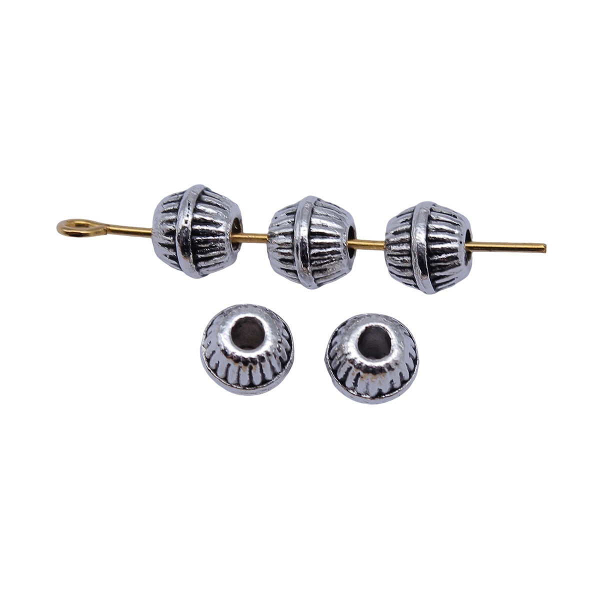 6.9x6.9x6mm 0.77g Antique Silver Zinc Alloy Round Small Hole Spacer Beads for DIY Bracelet Jewelry Making