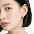 Irregular Molten Texture Huggie Hoop Earrings Gold Silver view 2