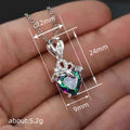 Rainbow Heart Crystal Crown Pendant Necklace in Three Finishes view 4