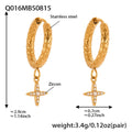 Crystal Cross Drop Hoop Earrings in Fifteen Gold Tone Styles view 7