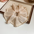 Black Or Ivory Sheer Petal Scrunchie With Pearl Like Edging view 7
