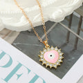 Gold Tone Crystal Halo Round and Heart Evil Eye Necklaces view 9
