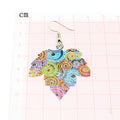 Colorful Printed Owl and Leaf Large Hook Earrings in Two Designs view 5