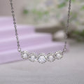 Five Circle White Stone Necklace with Silver Tone Chain view 2