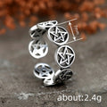 Antique Silver Tone Open Star Band Ring Polished Metal Jewelry view 4