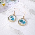 Gold Round Pressed Flower Resin Drop Earrings 7 Colors view 12