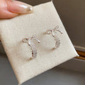 Gold and Silver Crystal Bow Hoop Earrings Statement Jewelry view 2
