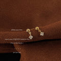 Gold Ball Stud Mini Clear Cubic Zirconia Dangle Earrings view 4
