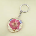 Silver Tone Round Pressed Flower Resin Clip Keychains in Five Designs view 8