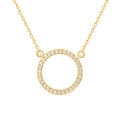 Gold Silver Clear Pave Open Circle Studs and Pendant Necklace view 5