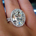 Silver Tone Large Oval Clear Crystal Halo Ring Sizes 6-10 view 3