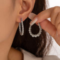 Scalloped U-Shaped Hoop Earrings Gold Or Steel Finish view 3