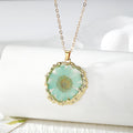 Round Birth-Flower Pressed Botanical Pendant Necklaces in Nineteen Designs view 8