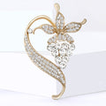 Crystal Grape Cluster Brooch With Curved Leaf in Gold or Silver view 3