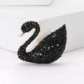 Black Crystal Swan Brooch with Curved Neck for Jackets, Coats, and Scarves view 1