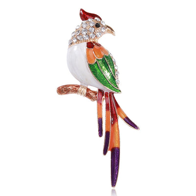 Enamel Parrot Brooch on white background