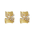 Gold Ribbed Geometric Half-Hoop Stud Earrings Pair view 5